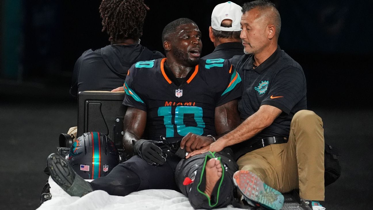 Fonte: Tyreek Hill levou -se com suspeita de joelho deslocado
