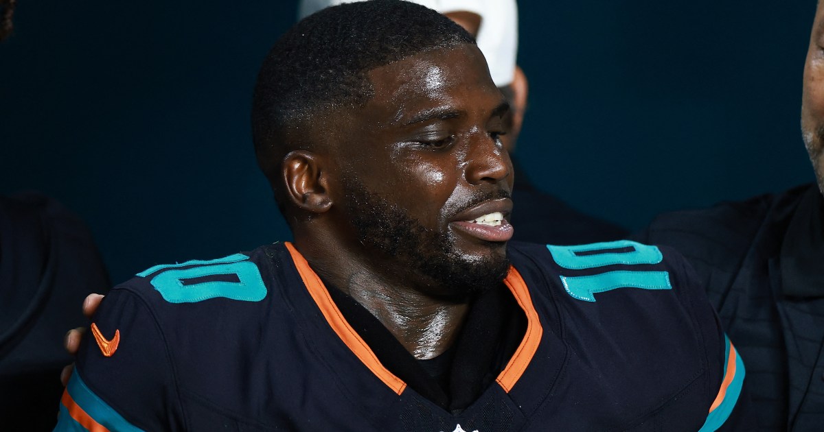 Tyreek Hill, de Dolphins, sofre grave lesão no joelho contra jatos na NFL | Notícias de futebol americano