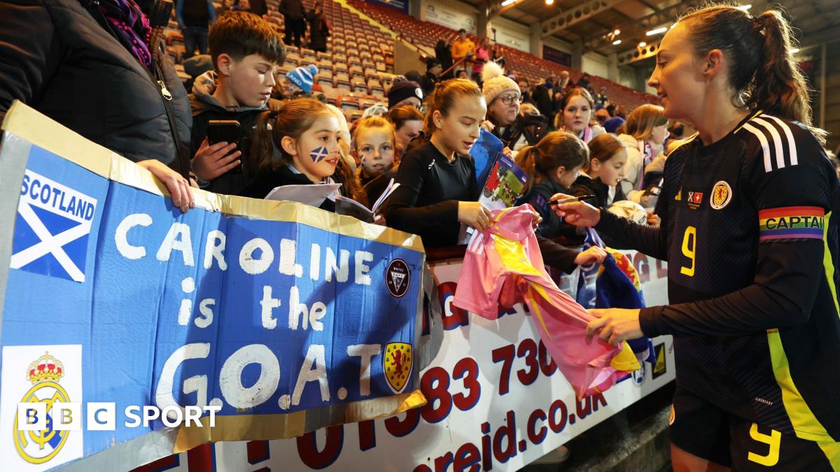 Scotland’s Caroline Weir celebrates after scoring to make it 4-3 during a Women's International Friendly match between Scotland and Switzerland