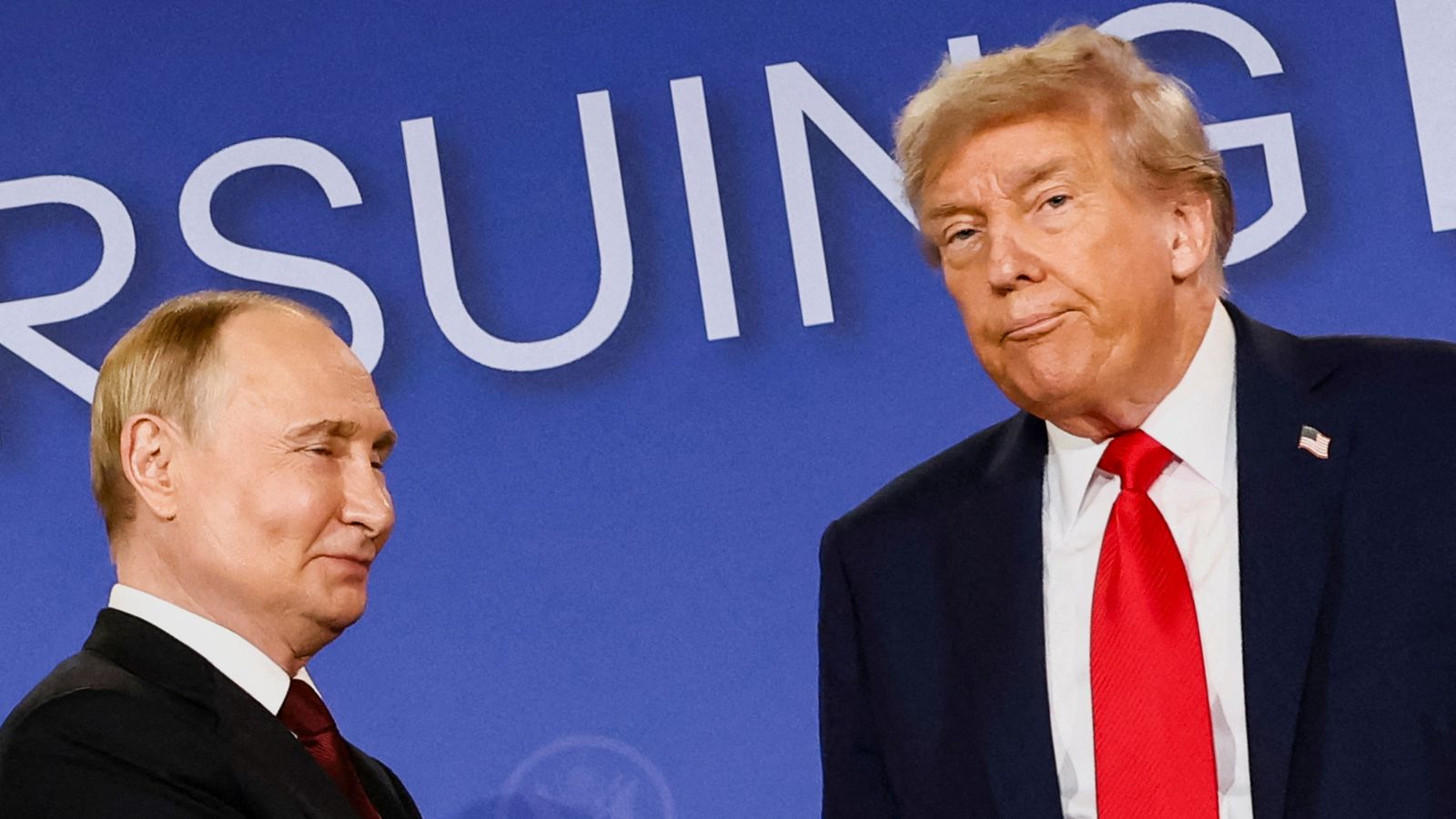 Vladimir Putin and Donald Trump in Alaska in August. Pic: Reuters