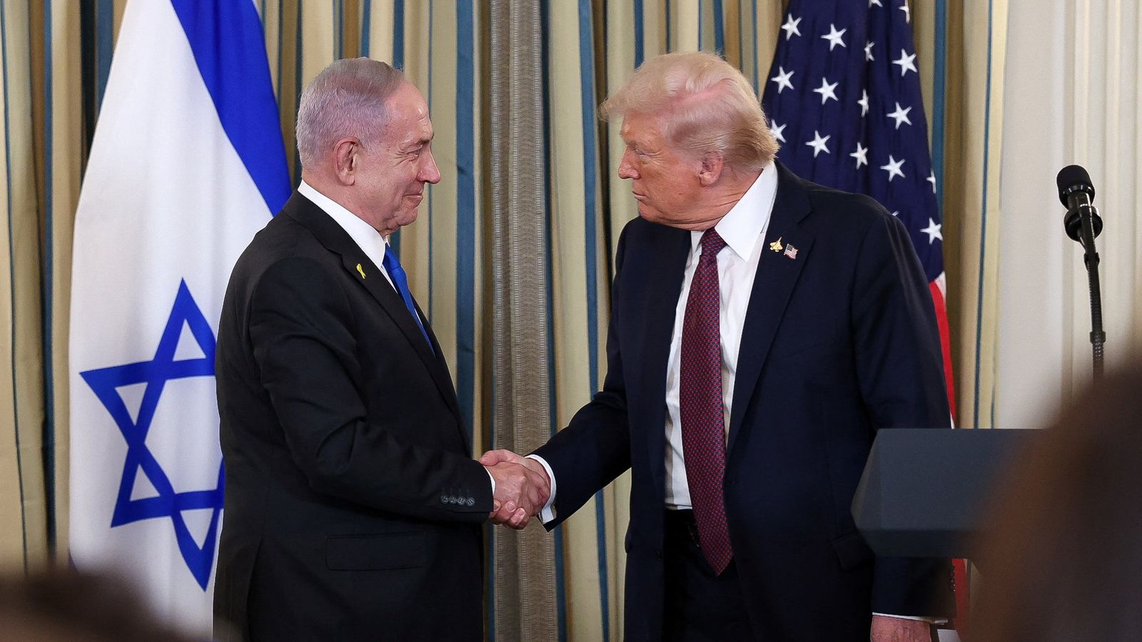 Trump and Netanyahu announced the 20-point peace plan last month. Pic: Reuters