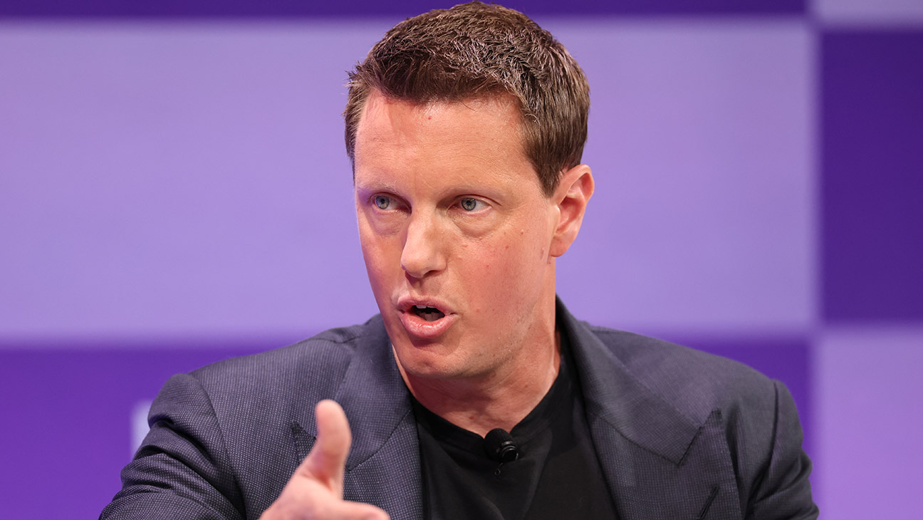 Paramount Skydance CEO David Ellison speaks during the Bloomberg Screentime conference in Los Angeles on October 9, 2025.