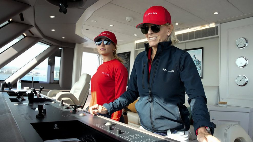Captain Sandy Yawn and Victoria "V" San Juan on 'Below Deck Mediterranean' season 10
