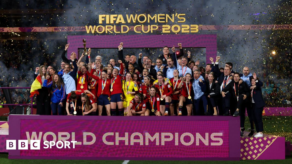 Spain celebrate their Women's World Cup victory in 2023
