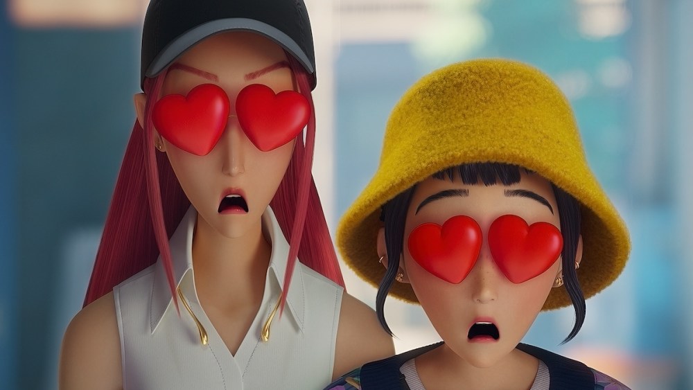 Diretores de KPop Demon Hunters na cena Heart-Eyes, objetivando Saja Boys