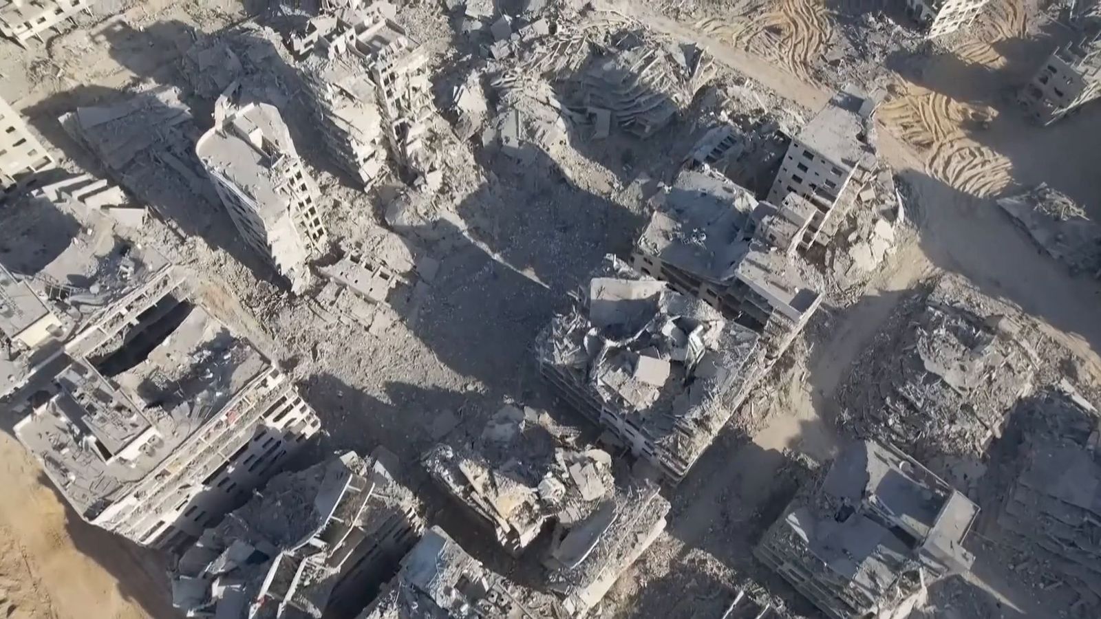 Whole city blocks reduced to rubble