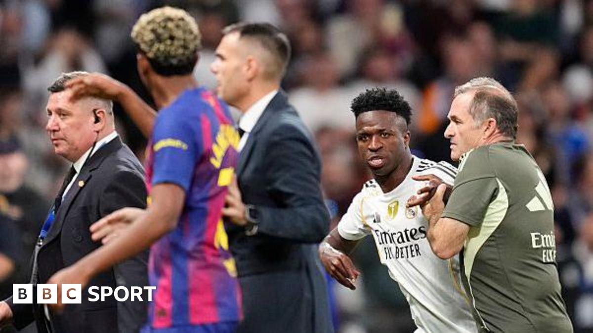 Vinicius Junior speaks during a Champions League news conference
