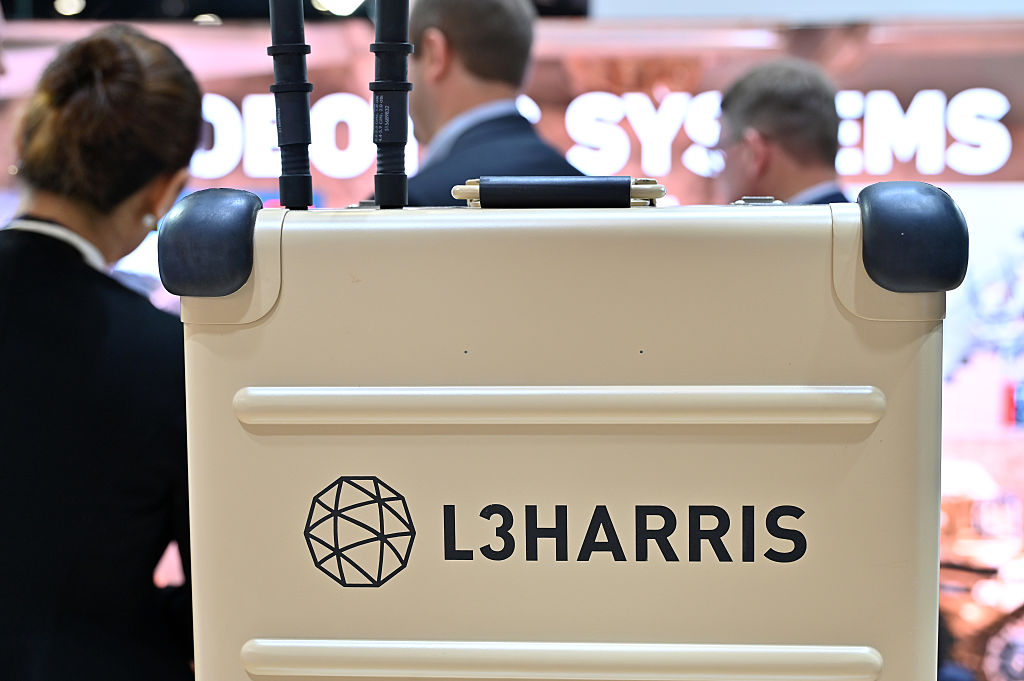 a photo of a rugged suitcase with L3Harris branding on the front