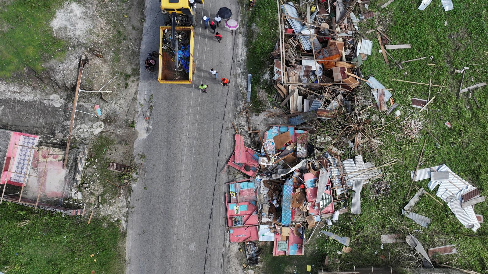 Damaged houses in Saint Elizabeth Parish, Jamaica, after Hurricane Melissa hit the Caribbean island. Pic: Reuters
