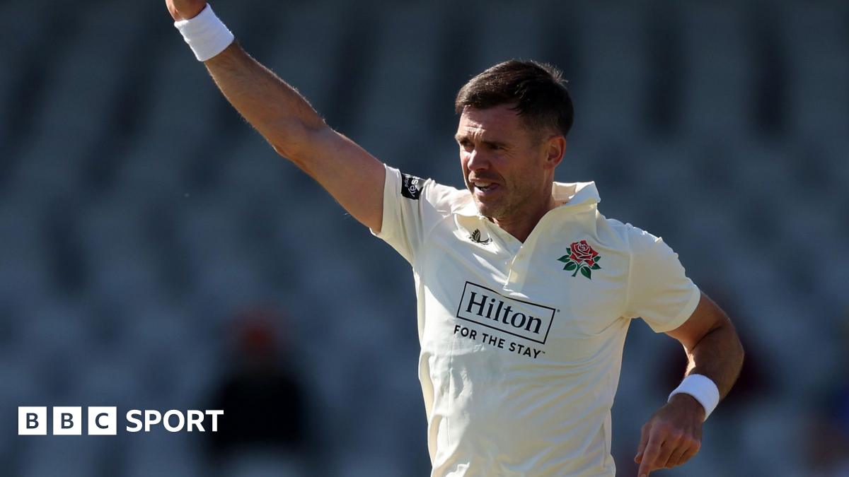 James Anderson raises his arm in celebration