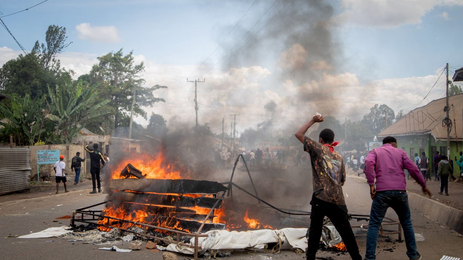People protest on the streets of Arusha, Tanzania, on Wednesday. Pic: AP