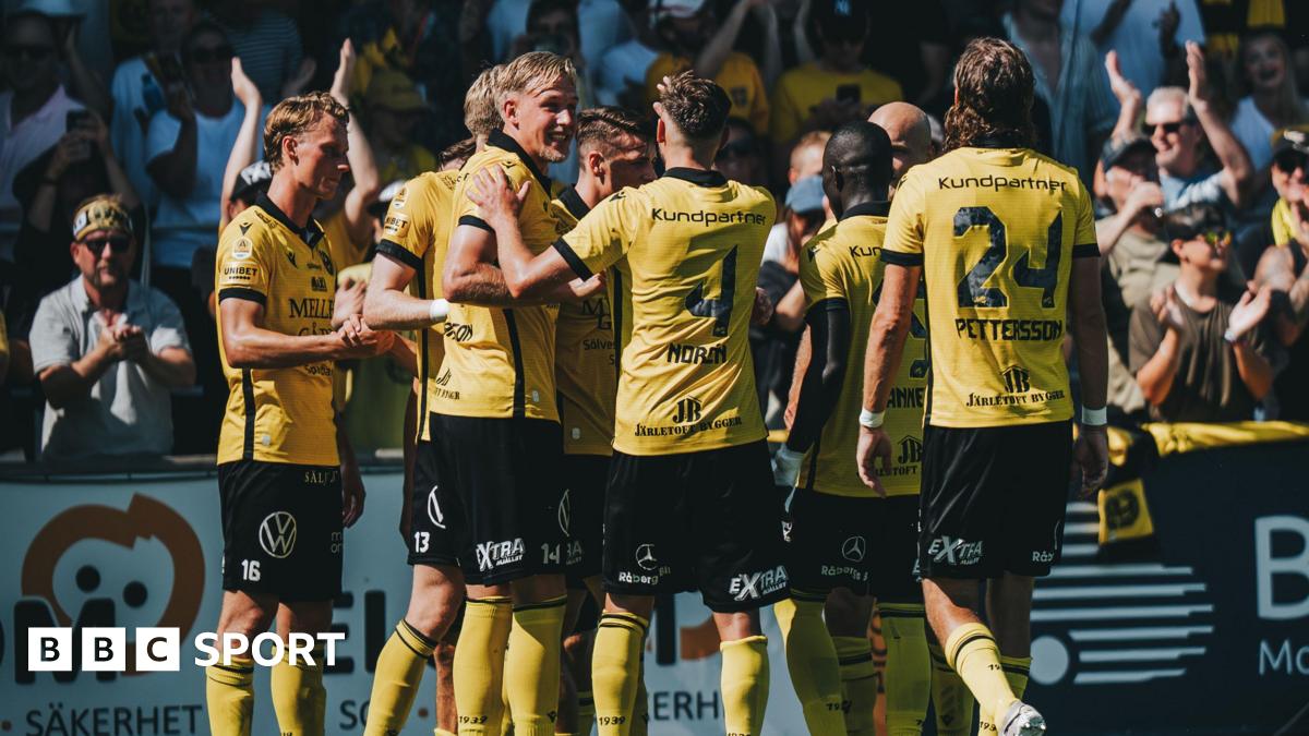 Mjallby celebrate scoring against AIK