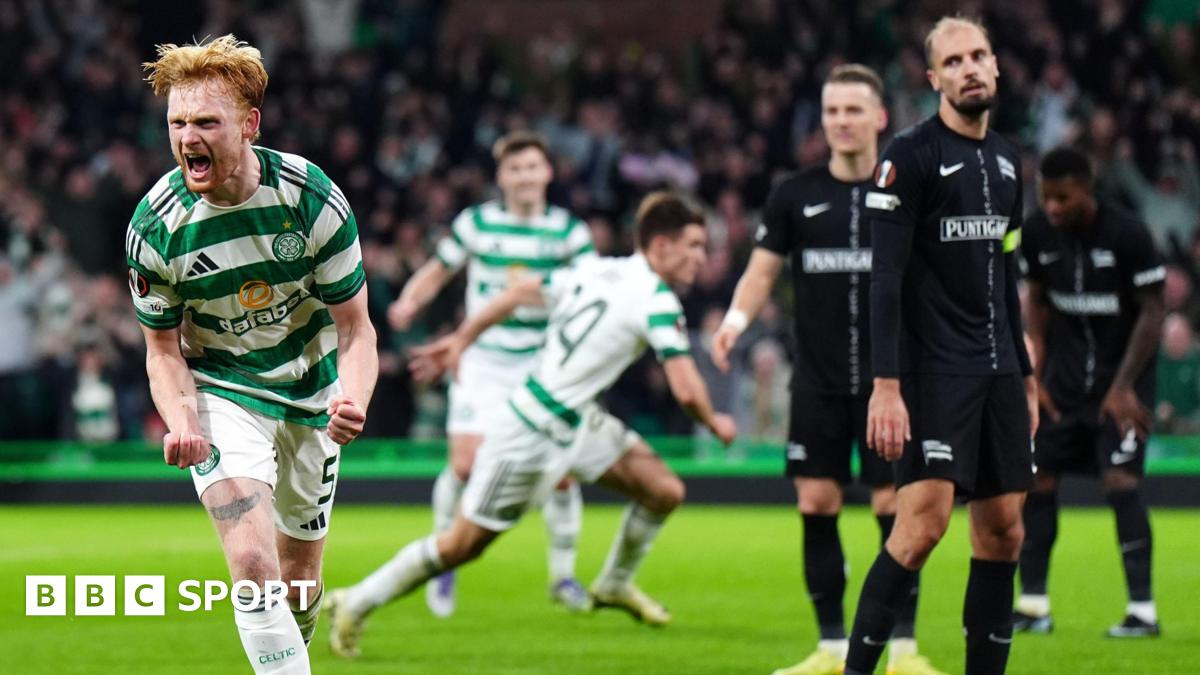 Liam Scales celebrates scoring for Celtic