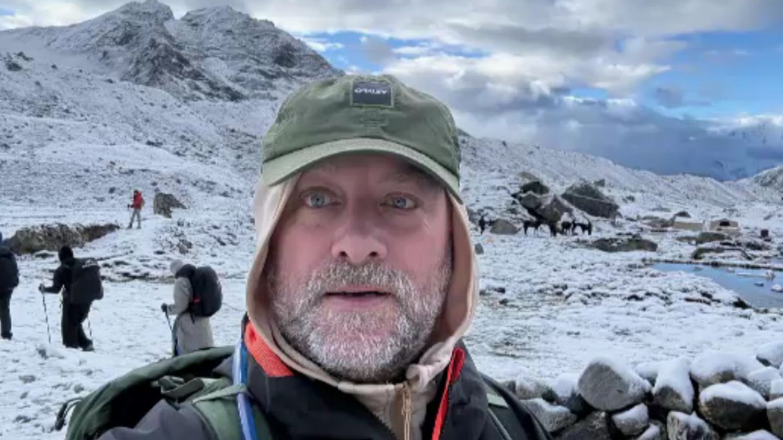 Rob Mason on the trek up Mount Everest. Pic: Rob Mason