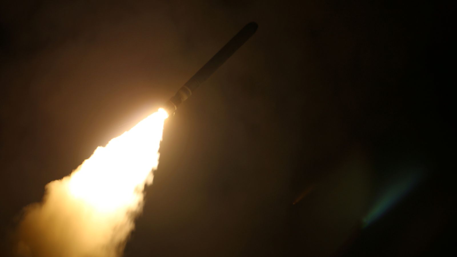 The USS Laboon fires a Tomahawk on 14 April 2018. Pic: Reuters