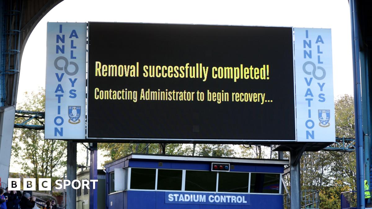 The big screen at Sheffield Wednesday reads: "Removal successfully completed - Contacting Administrator to complete recovery..."