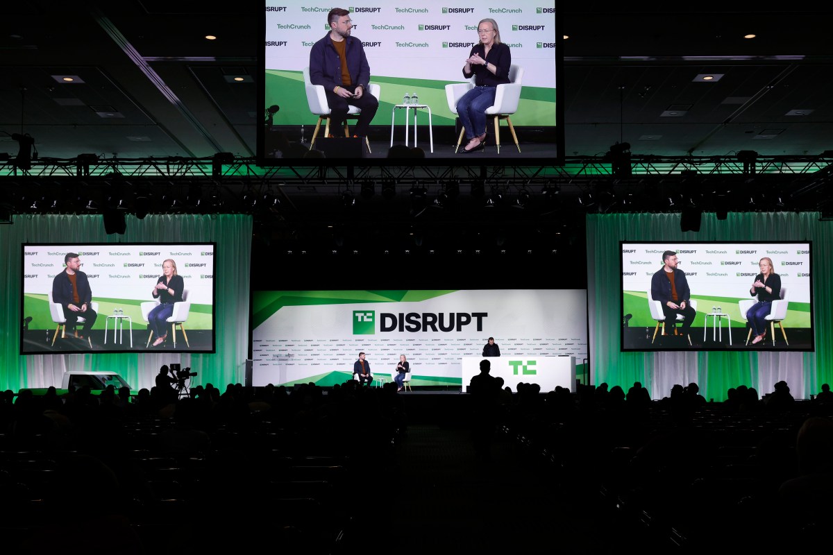 Sean O'Kane and Chris Barman, CEO, Slate Auto, speak onstage during day two of TechCrunch Disrupt 2025 at Moscone Center on October 28, 2025 in San Francisco, California