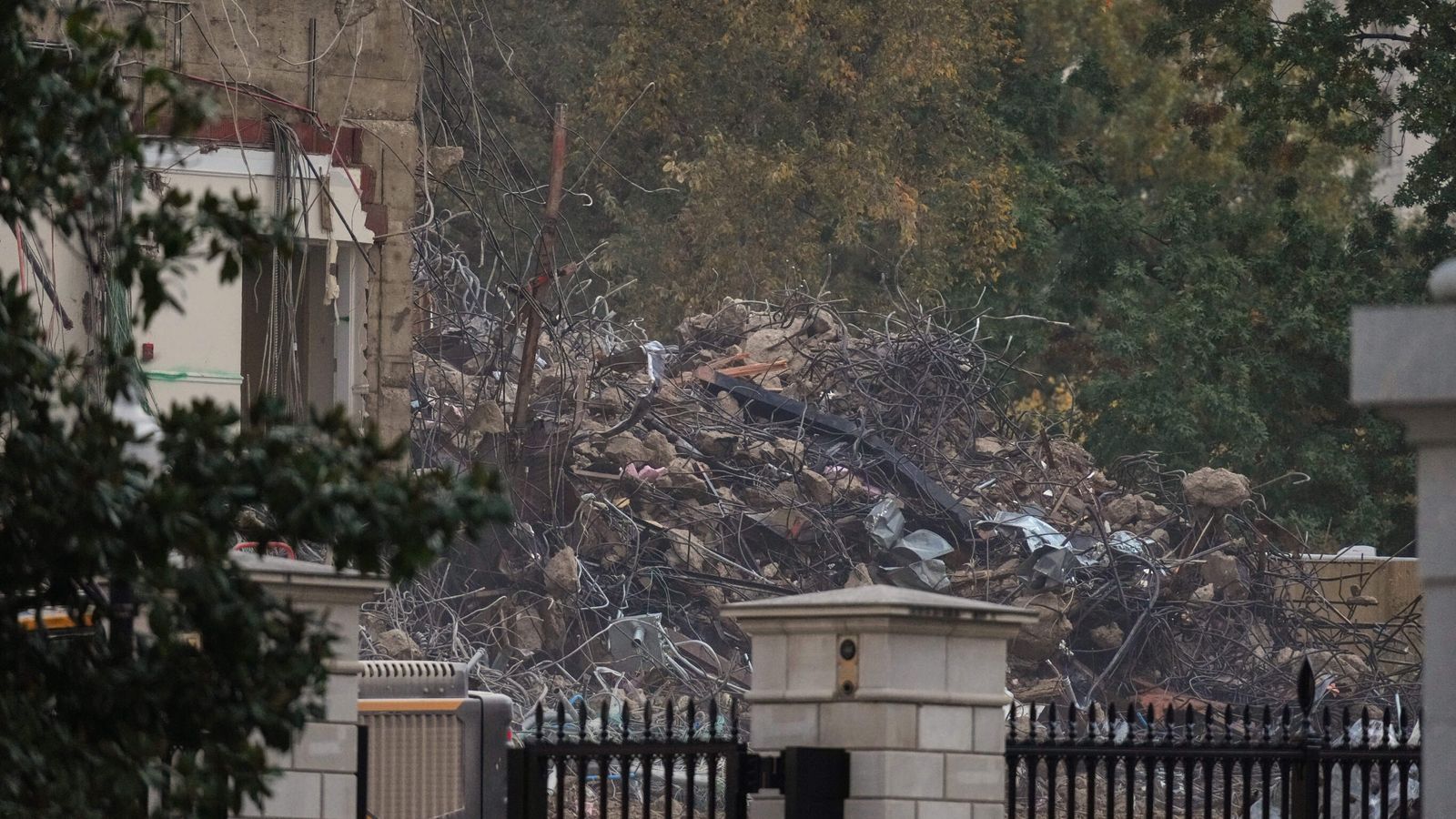 Rubble is piled higher and higher as demolition continues on the East Wing. Pic: AP