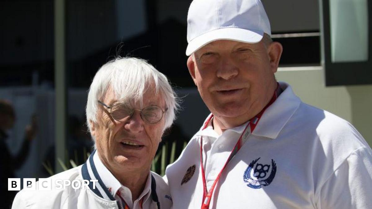 Victor Kiryanov, president of the Russian Automobile Federation, with then-F1 boss Bernie Ecclestone at the Russian grand prix in Sochi in 2017