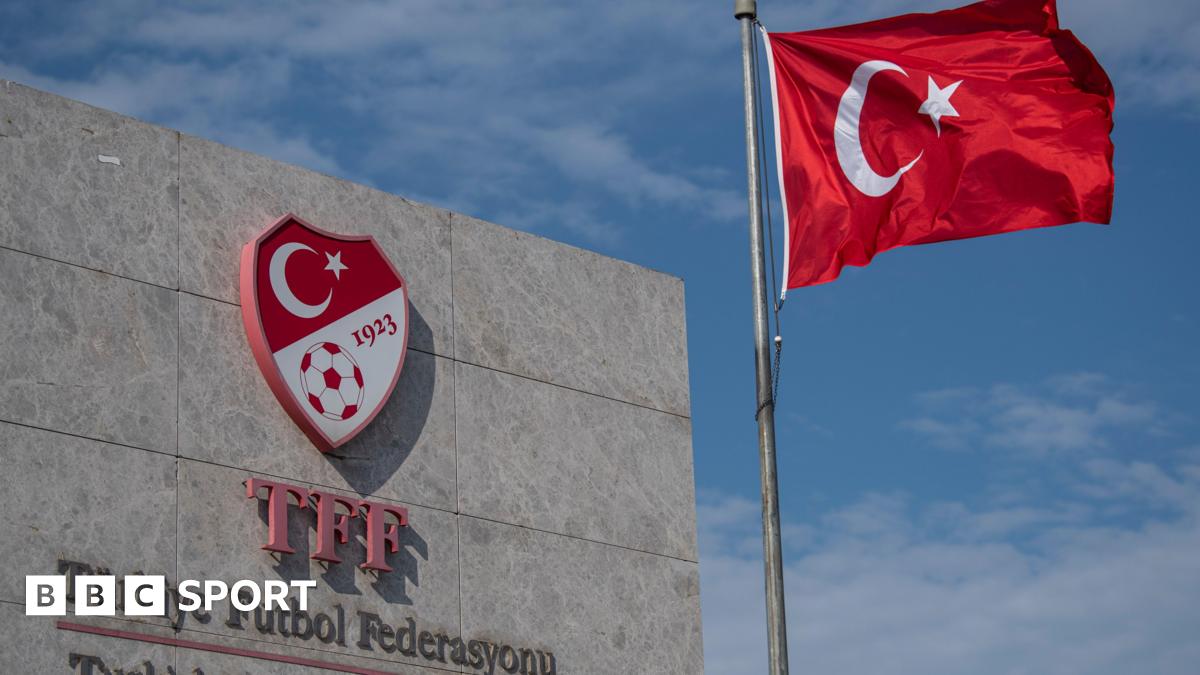 A flag flying outside the headquarters of the Turkish Football Federation