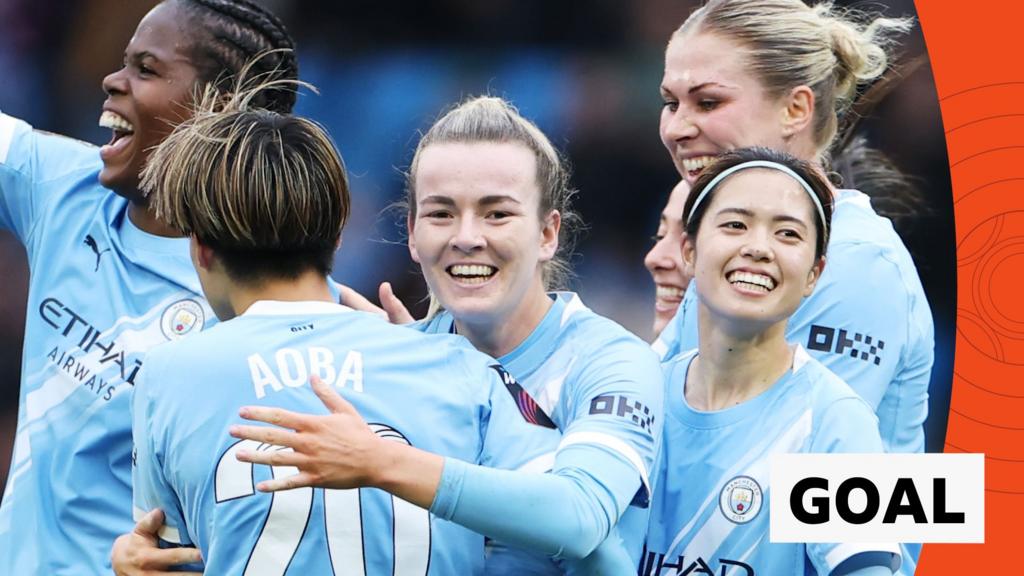 Lauren Hemp celebrates scoring for Manchester City