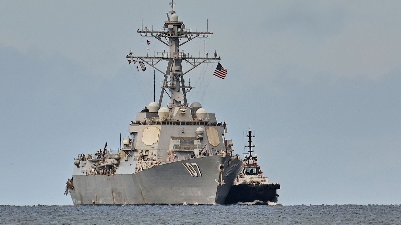 The USS Gravely destroyer arriving in Trinidad and Tobago last month. Pic: AP
