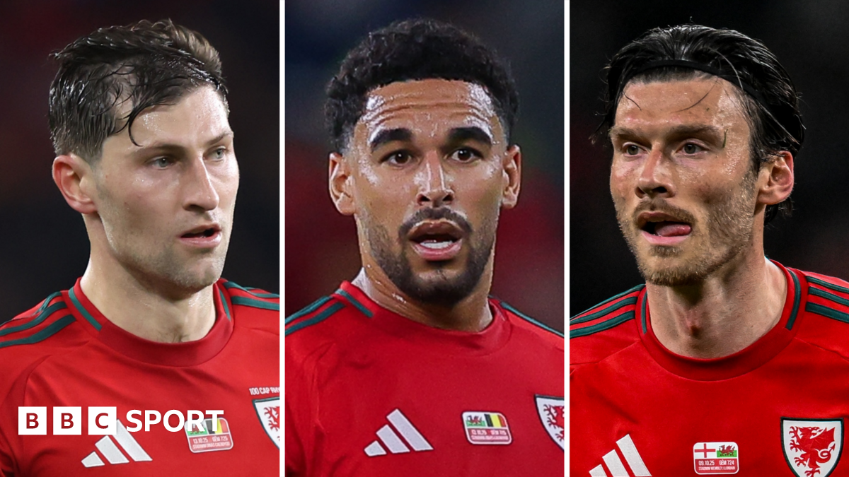 Ben Davies, Ben Cabango and Kieffer Moore in Wales jerseys