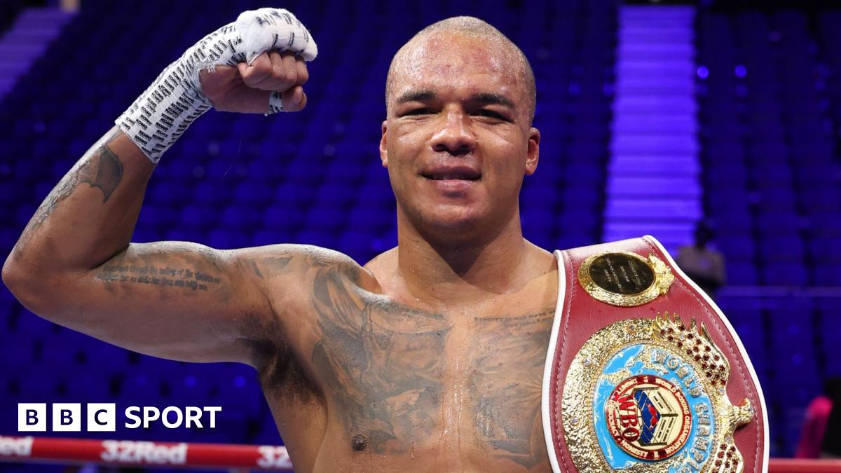 Fabio Wardley celebrates victory with his belt after his fight with Joseph Parker