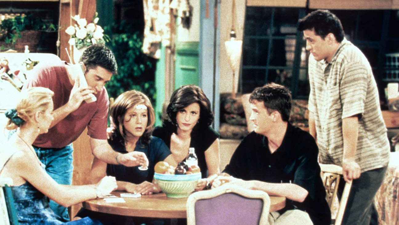 Friends, from left: Lisa Kudrow, David Schwimmer, Jennifer Aniston, Courteney Cox, Matthew Perry, Matt LeBlanc, 'The One With Ross' New Girlfriend', (Season 2, ep. 201 aired Sept. 21, 1995), 1994-2004.