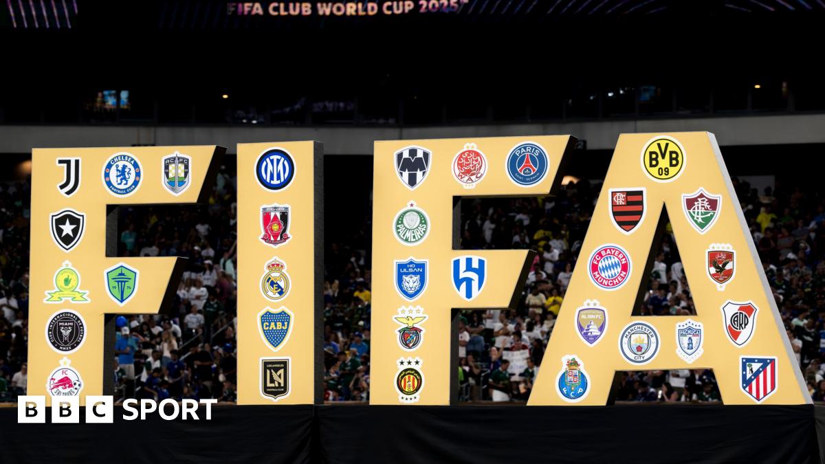 Fifa lettering featuring club badges at the Club World Cup