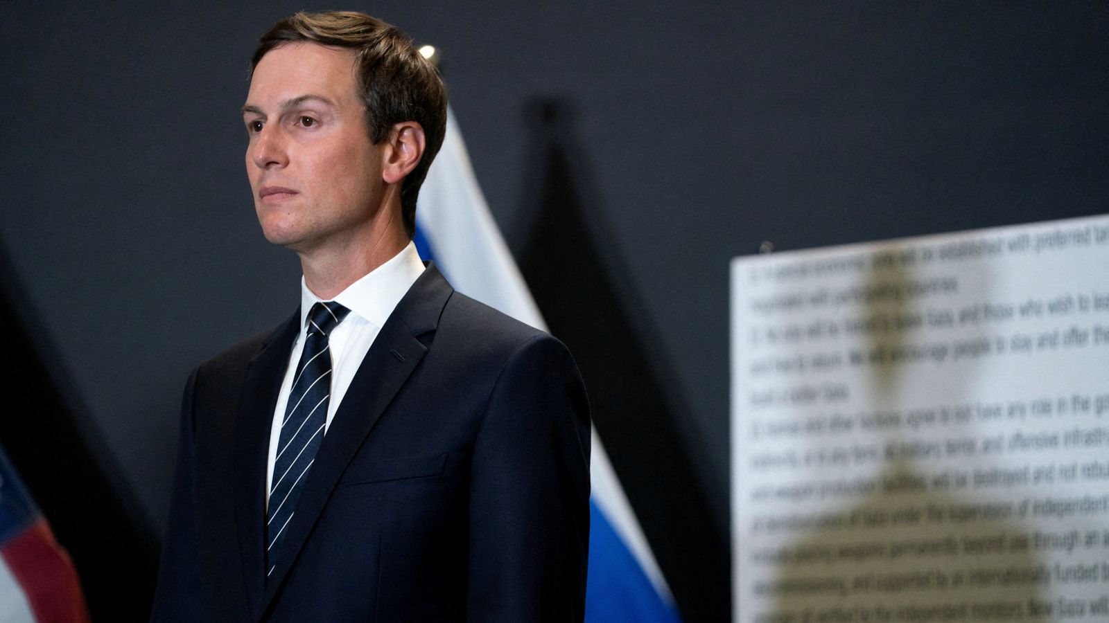 Jared Kushner during a briefing in Israel in late October. Pic: Reuters