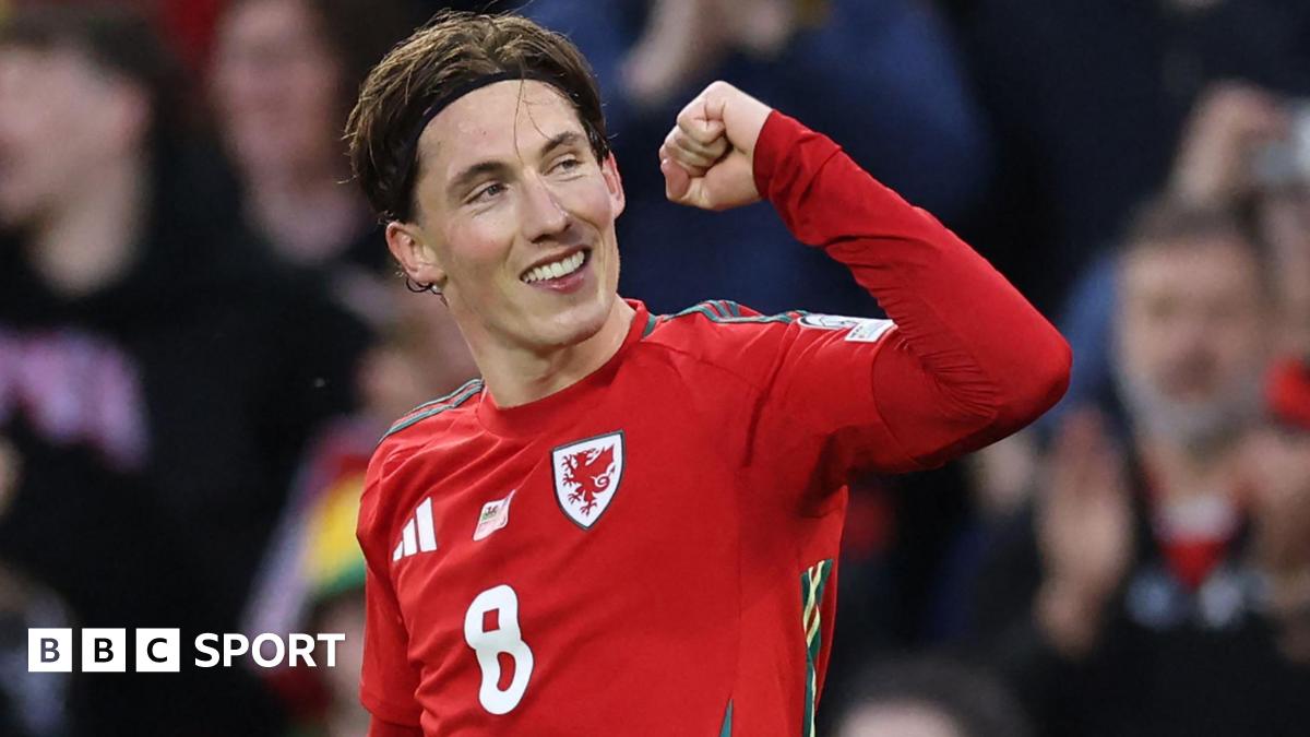 Harry Wilson celebrates scoring for Wales