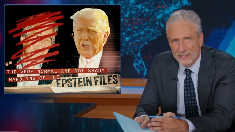 Jon Stewart critica Trump por dizer que não tem nada a esconder com Epstein