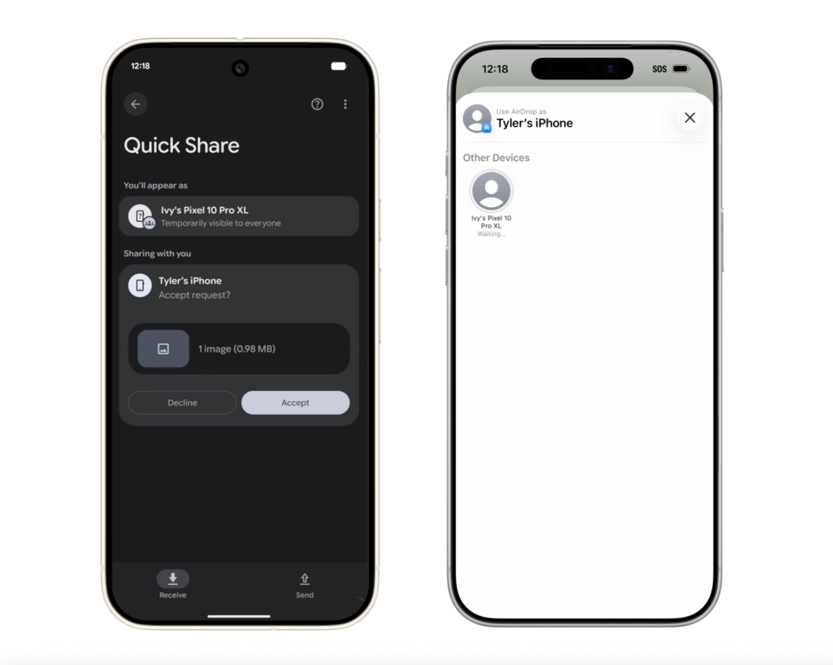 O Quick Share do Android agora funciona com o AirDrop do iPhone, começando com a linha Pixel 10