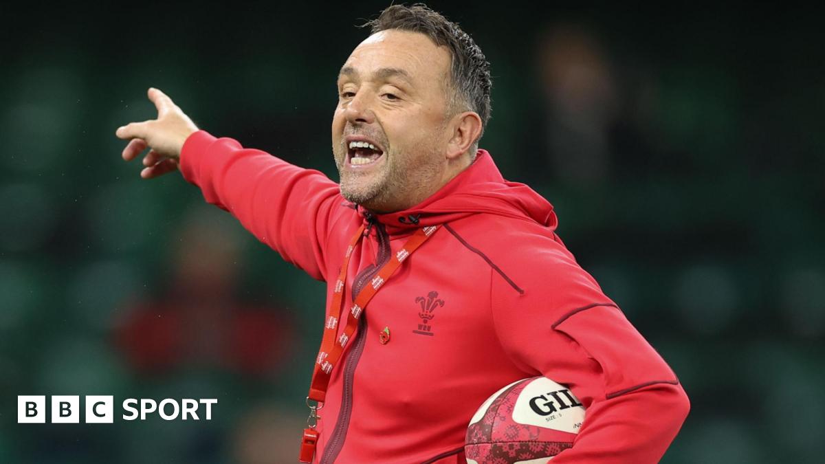 Attack coach Matt Sherratt in the warm-up before Wales' Test against Argentina