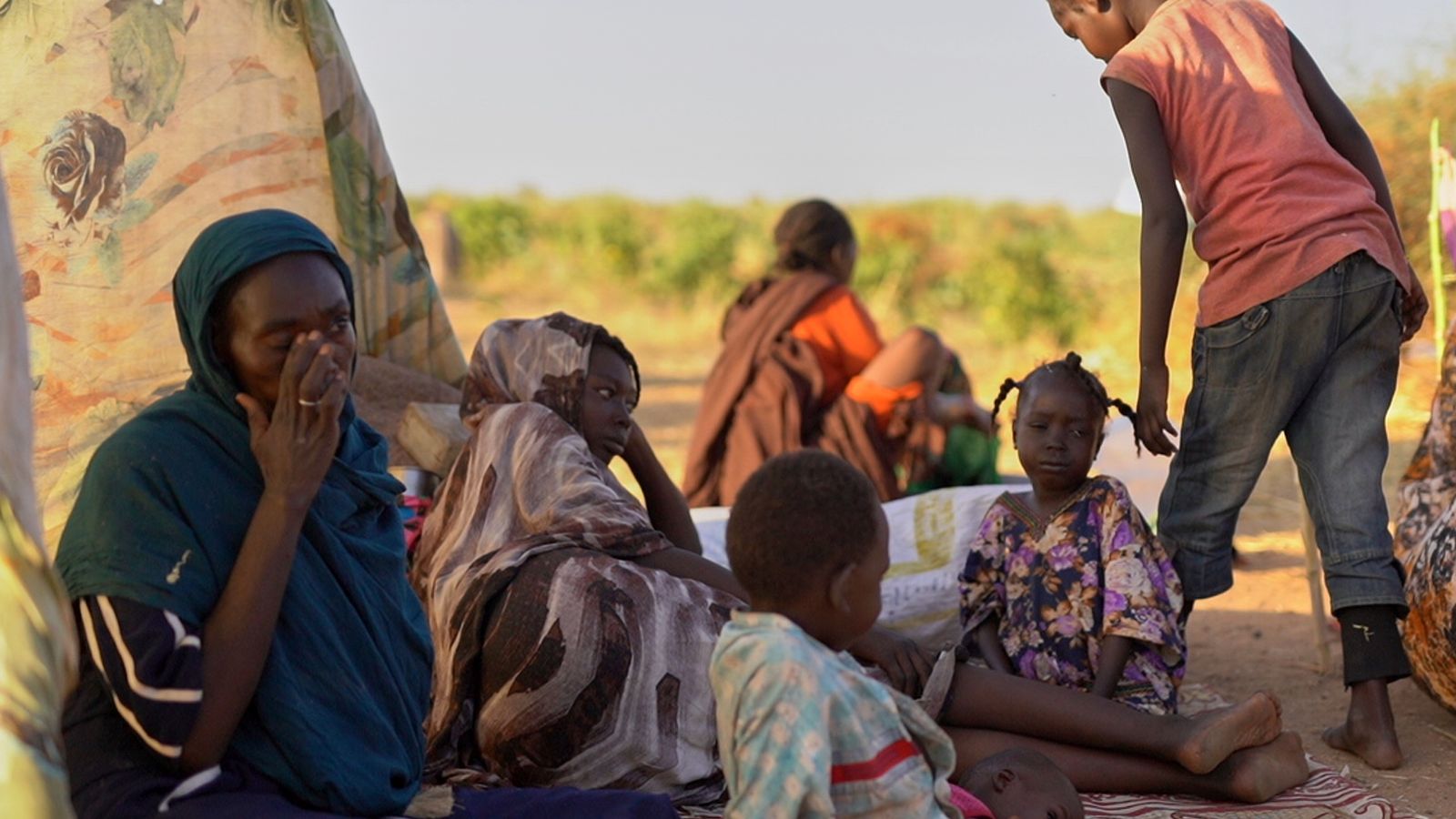 Displaced children and families in Tawila, Darfur. Pic: AP