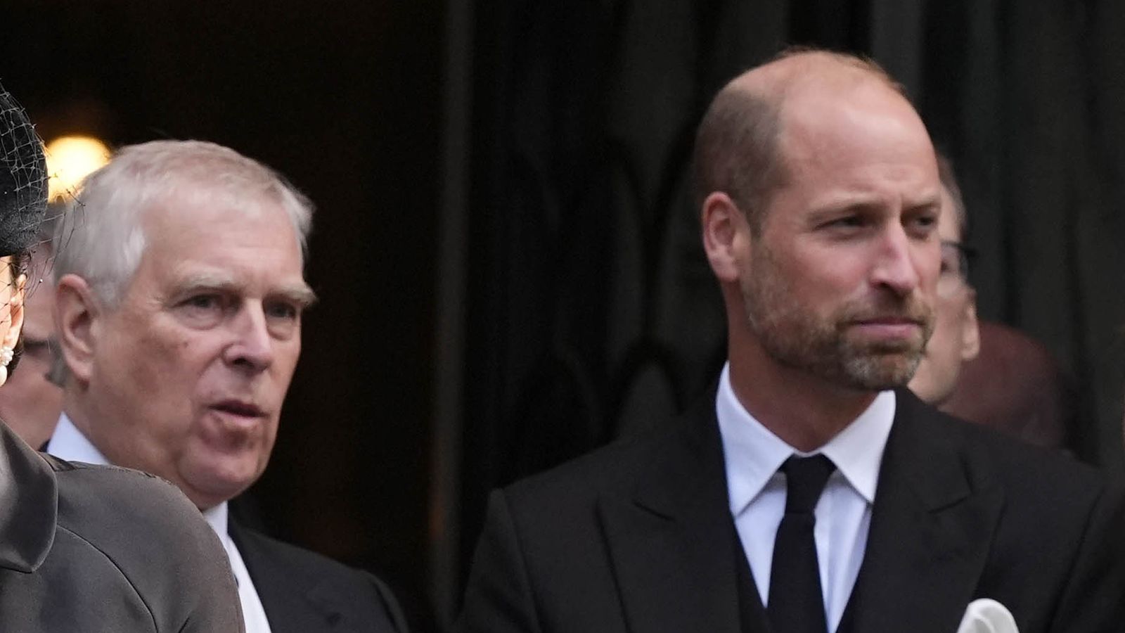 Andrew Mountbatten Windsor and Prince William at Westminster Cathedral on 16 September 2025. Pic: PA