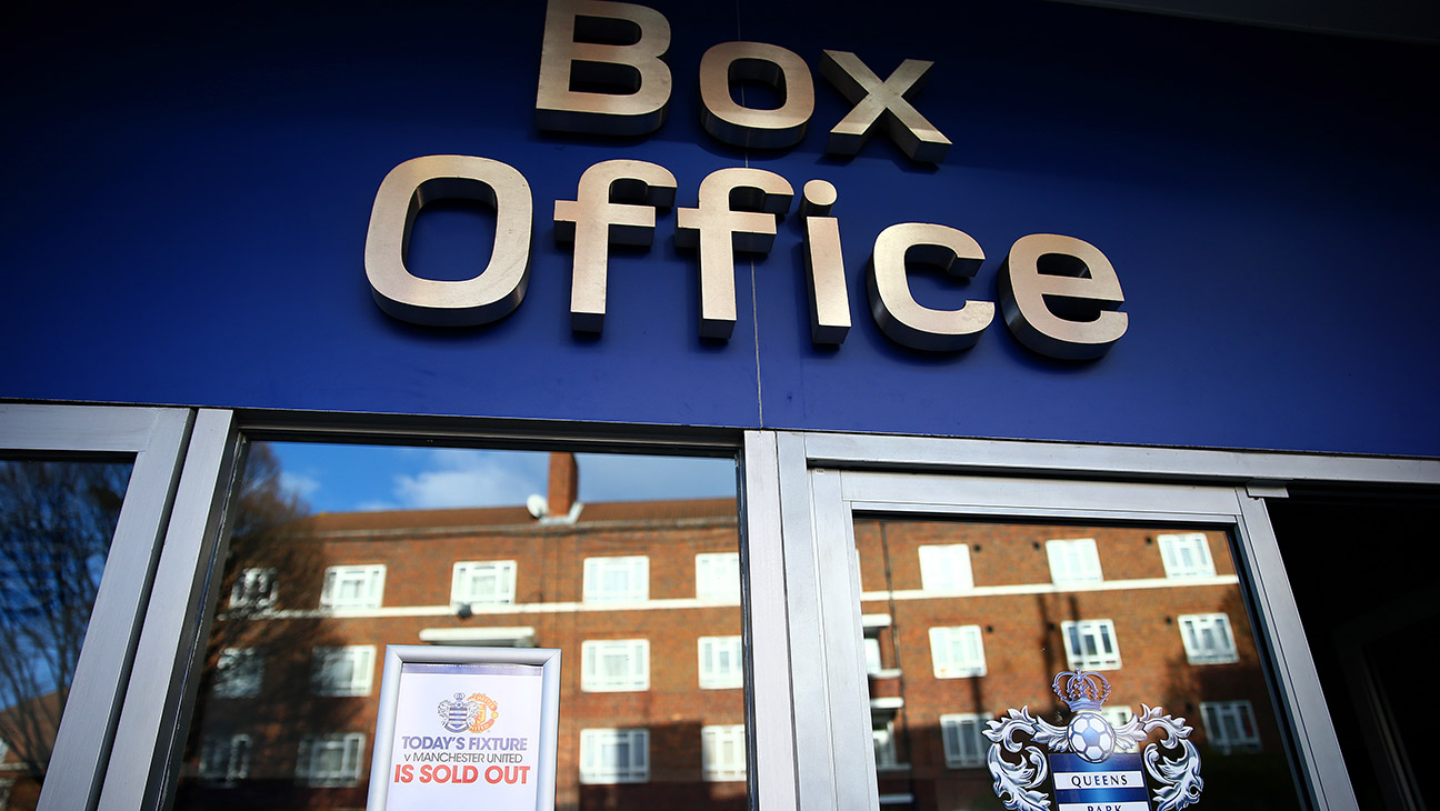 A general view of the box office outside the stadium before the Barclays Premier League match between Queens Park Rangers and Manchester United at Loftus Road on January 17, 2015 in London, England.