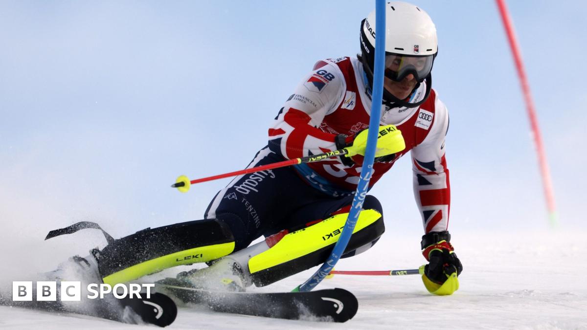 Laurie Taylor in action in Levi, Finland in the opening men's slalom race of the World Cup season