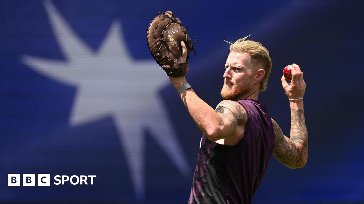 England captain Ben Stokes prepares to throw a ball in training