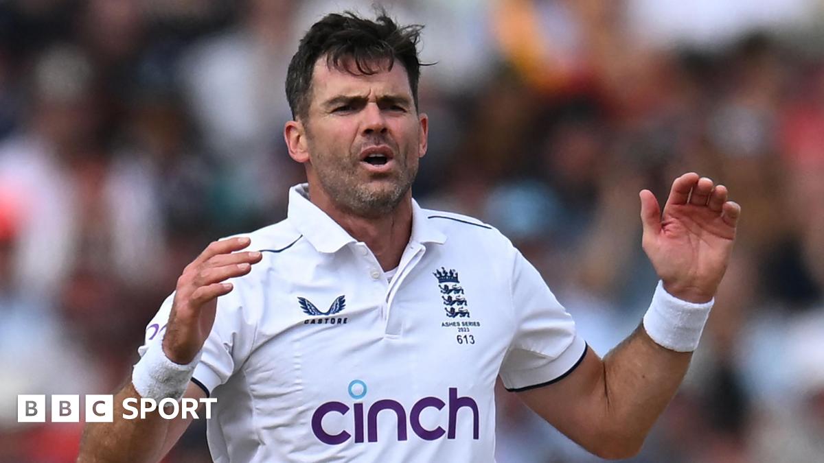England bowler James Anderson playing in a 2023 Ashes Test