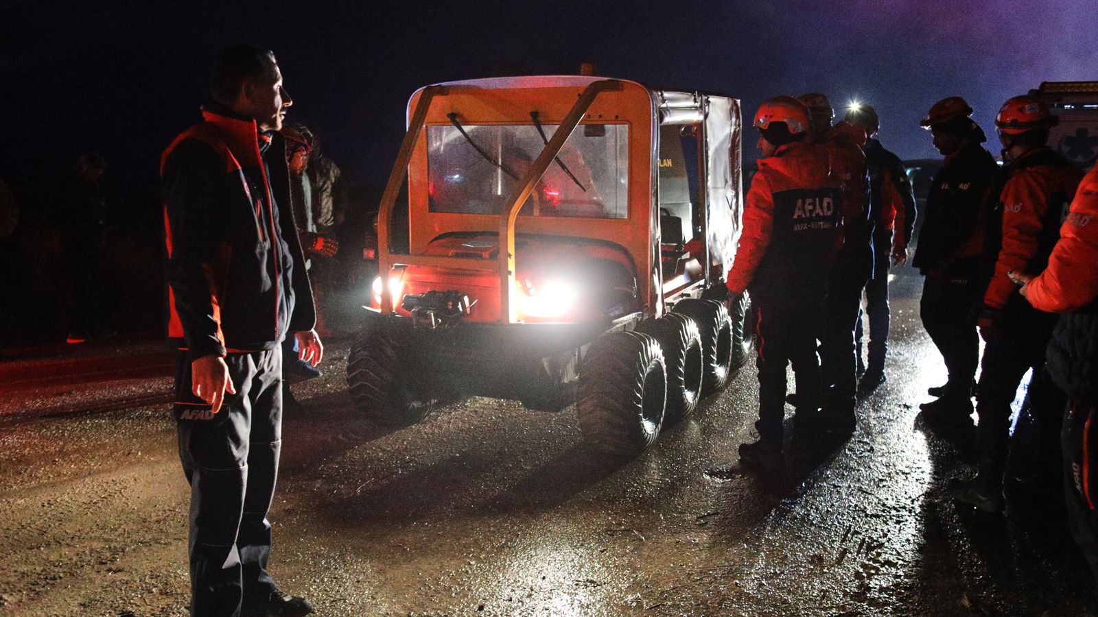 Turkish rescue teams search for the remains of the private jet. Pic: AP