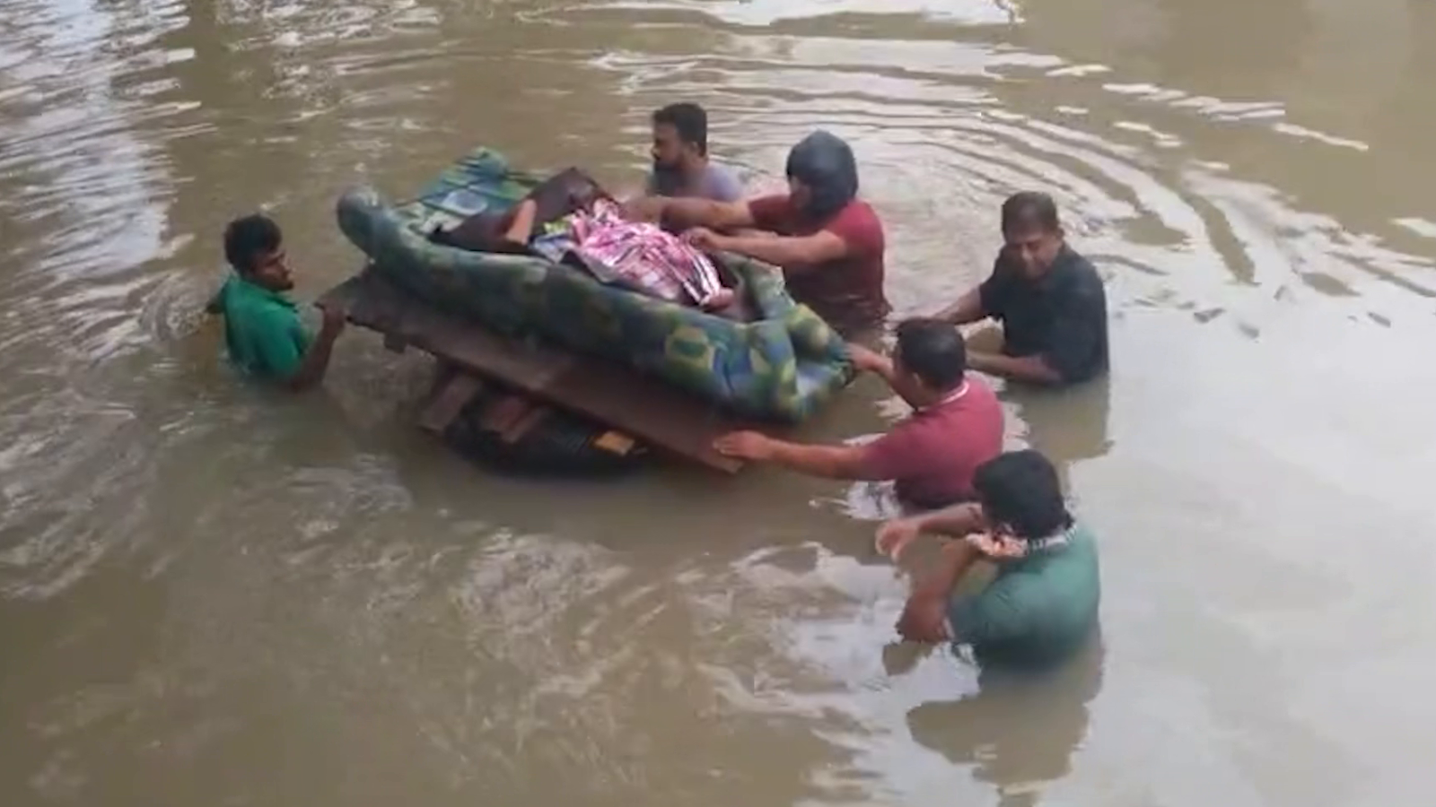 Asiri's uncle made a raft to take his brother to hospital
