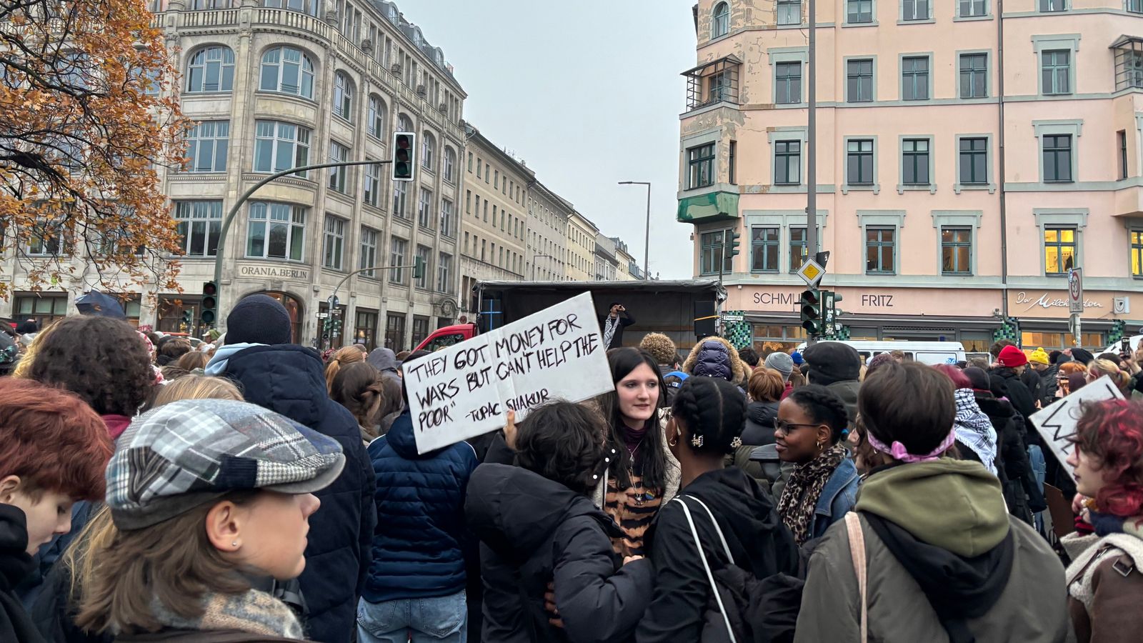 Students gather to demonstrate against what they fear will be a return to conscription