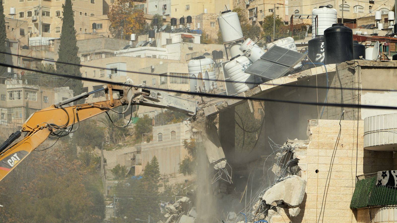 The demolition of a building in Silwan's Wadi Qaddom neighbourhood