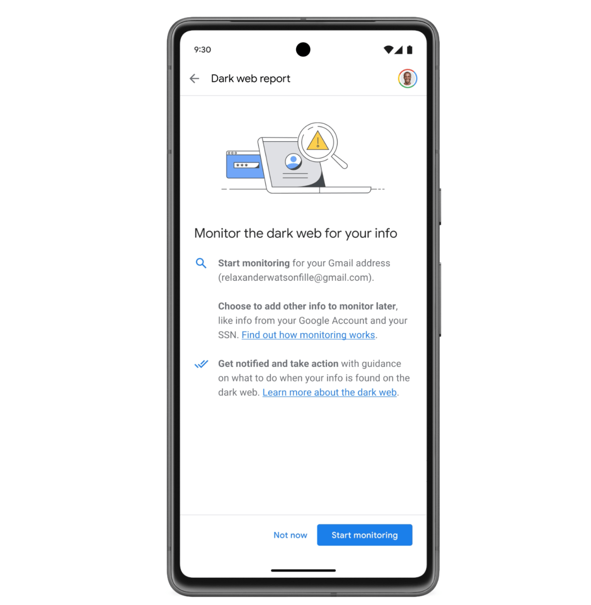 Google's new dark web report feature