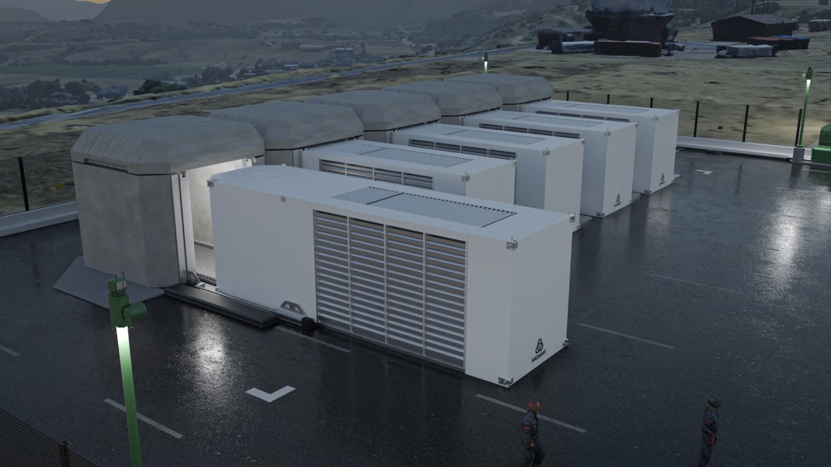 A rendering of five Radiant Nuclear's power plants being installed.