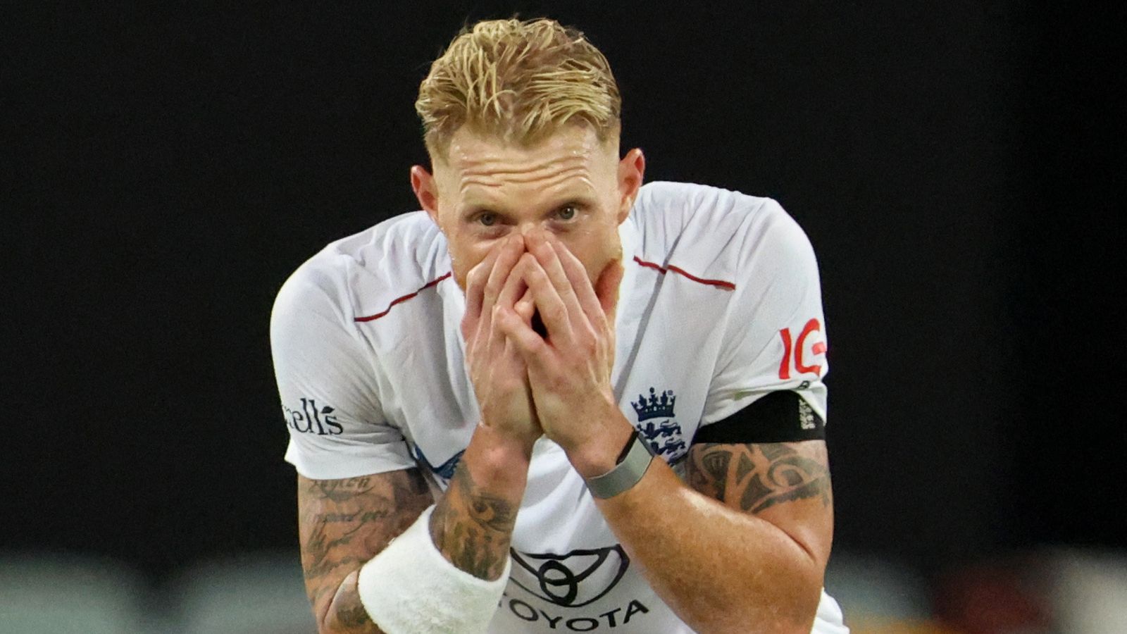 England's Ben Stokes reacts. Pic: Reuters