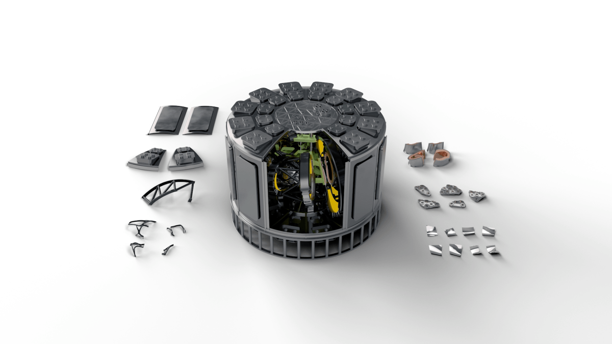 An illustration shows the parts of Thea Energy's Helios power plant.