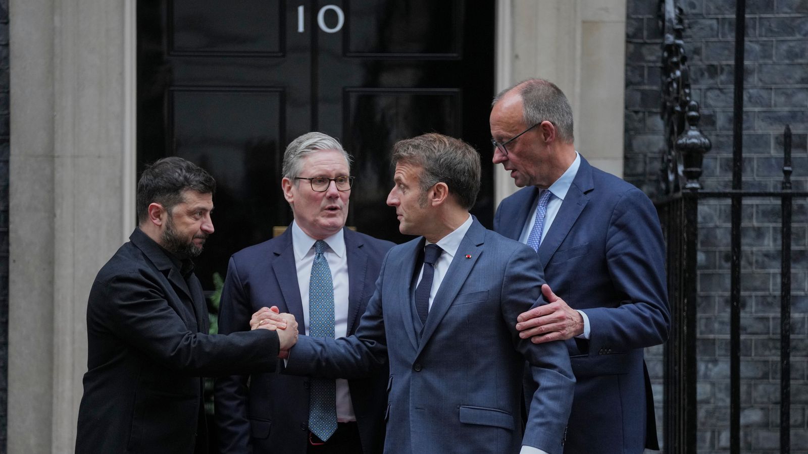 The four leaders gathered at Downing Street. Pic: AP
